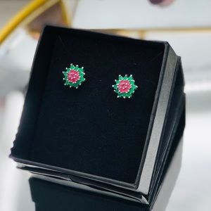 Jewelry - Emerald & Rhodolite Garnet Earrings 18K vermeil Jewelry - Emerald & Rhodolite Garnet Earrings 18K vermeil